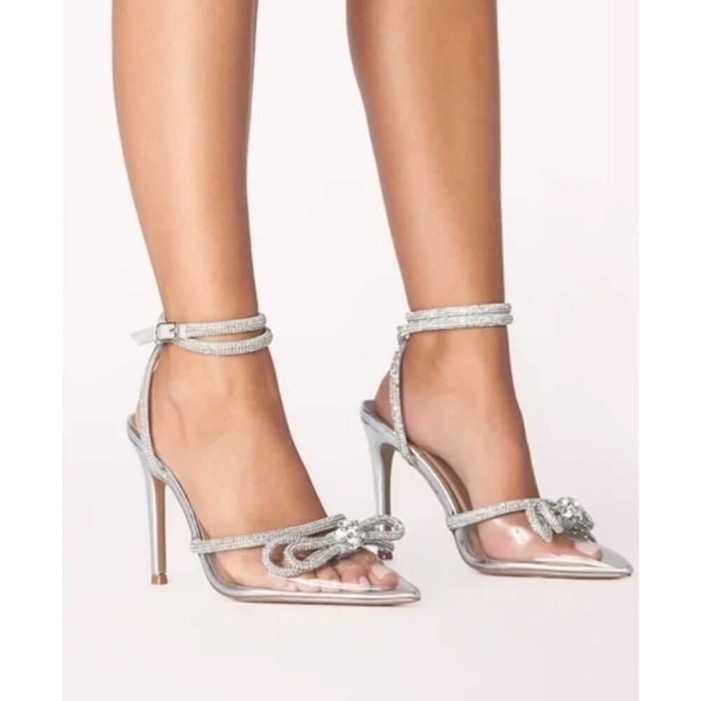 Billini Elope Stiletto Bling Silver Heel Women's Size 9